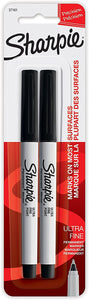 Sharpie 37161PP Permanent Markers, Ultra Fine Point, Black, 2 Count