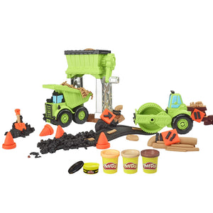 Play-Doh Wheels Gravel Yard Construction Toy with Non-Toxic Pavement Buildin' Compound Plus 3 Additional Colors