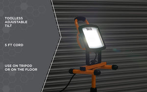 Woods WL40072S Portable Led Work Light On Steel Tripod, 6000 Lumens, 72 Watts, 4000 Kelvin, 5 Foot Cord, Orange/Black