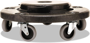 Rubbermaid Commercial 264000BK Brute Round Twist On/Off Dolly 250lb Capacity 18dia x 6 5/8h Black