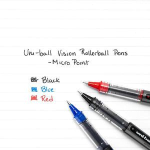 Uni-ball Vision Rollerball Pens, Micro Point (0.5mm), Black, 12 Count