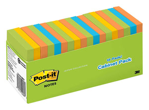 Post-it Notes, 3x3 in, 18 Pads, America's #1 Favorite Sticky Notes, Jaipur Collection, Bold Colors (Green, Yellow, Orange, Purple, Blue), Clean Removal, Recyclable (654-18BRCP)