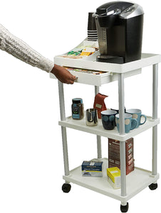 Mind Reader 'Valet' 3 Tier Rolling Coffee Cart with Condiment Organizer ,Black