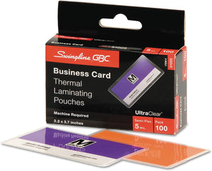 Swingline GBC 51005 UltraClear Thermal Laminating Pouches, 5mil, 2 3/16 x 3 11/16, Business Card,100