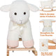Qaba Lamb Rocking Horse Sheep, Nursery Stuffed Animal Ride On Rocker for Kids, Wooden Plush