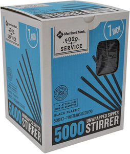 Coffee Sipper Stirrers - Plastic 5000 ct - Black - Members Mark
