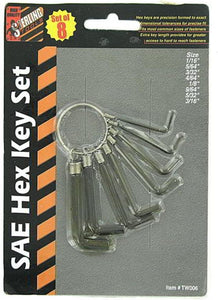 8 Pack sae hexagonal key set - Case of 24