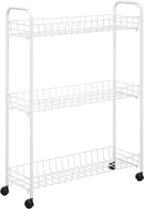 Honey-Can-Do Crt-01149 3-Tier Laundry Cart, 23"L x 8"W x 31"H, White