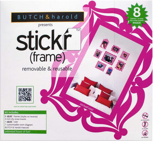 Pink Stickr Peel Stick Wall Frames Kit - Pack of 8