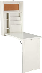 SEI Furniture Fold Out Convertible Desk 22" Wide - Wall Hanging Space Saving - Antique White Finish