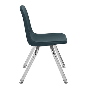 ECR4Kids 12" School Stack Chair, Chrome Legs with Nylon Swivel Glides, Hunter Green (6-Pack)
