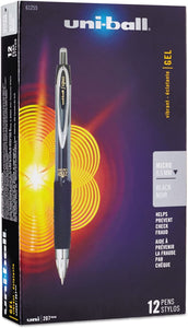 uni-ball 61255 Signo Gel 207 Roller Ball Retractable Gel Pen Black Ink Micro Fine Dozen