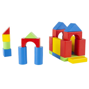 Hey! Play! (HEYP0 80-Z0017061006 Wooden Blocks-Classic Building Set with Storage Bag-Stacking, Sorting, Color & Shape Recognition Stem Learning Toy for Preschoolers