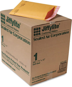 Sealed Air 39092 Jiffylite Self-Seal Mailer Side Seam #1 7 1/4 x 12 Golden Brown 100/Carton
