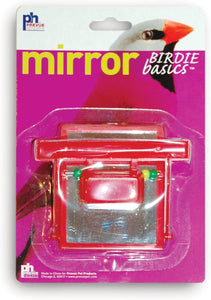 Prevue Hendryx Birdie Basics Perch Mirror with Beads Bird Toy, 4 x 3.5 (60424)