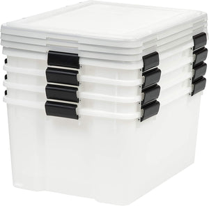 IRIS USA UCB-LD WEATHERTIGHT Storage Box, 4 Pack, 62.8 Quart, Clear