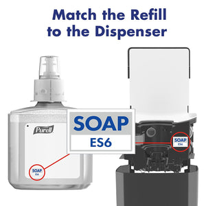 PURELL Professional HEALTHY SOAP Fresh Scent Foam ES6 Starter Kit, 1 – 1200 mL Soap Refill + 1 - ES6 Graphite Push Style Dispenser - 6477-1G