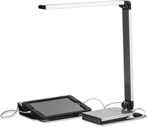Lorell 13201 Smart Device Slot/USB Task Light Desk Lamp, Silver