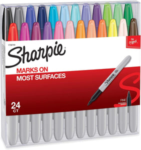 Sharpie Permanent Marker, Fine, Assorted Colors 1 Pack of 24 Count