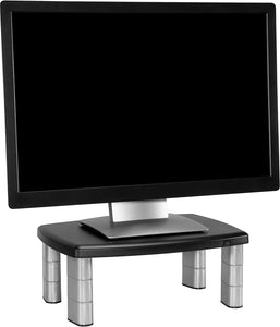 3M Adjustable Monitor Stand Riser, Three Leg Segments Simply Adjust Height, Sturdy Platform Holds Up to 80 lbs for Monitors, Laptops, and Printers, Space for Storage Underneath, Silver/Black (MS80B)