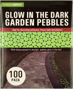 Garden Depot Glow in The Dark Garden Pebbles, Ideal for Pathways, Flower Beds and Planters - 3 Pack (100-piece per Pack) - Green