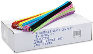 Chenille Kraft 911201 Regular Stems, 12-Inch x 4mm, Metal Wire, Polyester, Assorted, 1000/Box
