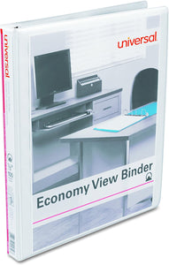 Universal Economy Round Ring View Binder, 1/2 Capacity, White, pack of 6