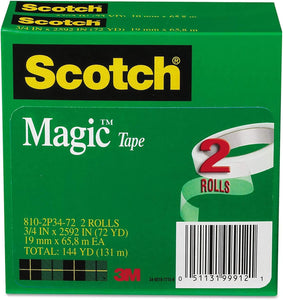 Scotch - Magic Tape, 3/4" x 2592", 3" Core, 2/Pack 810-2P34-72 (DMi PK