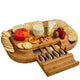 Picnic at Ascot -The "Original" Malvern Deluxe Bamboo Cheese Board with Cracker Groove & Integrated Drawer with Stainless Steel Cheese Knife Set - Designed & Quality Assured in the USA