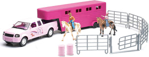 Valley Ranch Pink Pick Up Truck and Horse Trailer Playset