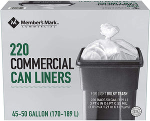 Member's Mark 45-50 gal.220 ct recycling Clear high density Commercial Trash Bags For ulky trash Clear High Density