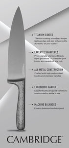 Cambridge Silversmiths Nero Cutlery Set with Block, Stainless Steel,12-Piece