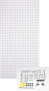 Triton Products TPB-36WH-Kit 24-Inch W x 48-Inch H Custom Painted Heavy Duty Tempered Round Hole Pegboards with Locking Hook Assortment, White
