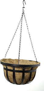 Panacea Products Flat Iron Series 14-Inch Hanging Basket, Black