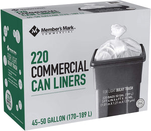 Member's Mark 45-50 gal.220 ct recycling Clear high density Commercial Trash Bags For ulky trash Clear High Density