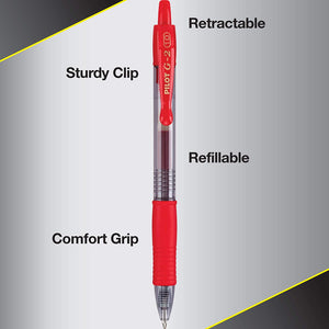 PILOT G2 Premium Refillable & Retractable Rolling Ball Gel Pens, Bold Point, Red Ink, 12 Count (31258)