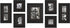 Gallery Perfect 7 Piece Black Wood Photo Wall Decorative Art Prints & Hanging Template Picture Frame Gallery Set, Multi, White/White