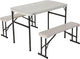 Lifetime 80373 Portable Folding Camping RV Picnic Table and Bench Set, Almond
