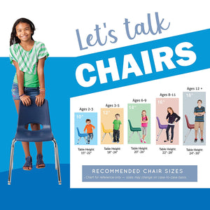 ECR4Kids 12" School Stack Chair, Chrome Legs with Nylon Swivel Glides, Hunter Green (6-Pack)