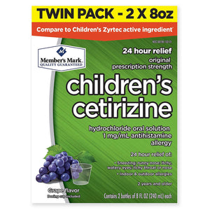 Member's Mark Children's Cetirizine 1 mg, Oral Solution, 8 FL OZ (Compare to Zyrtec) grape