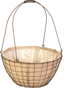 Panacea 18" Rustic Woven Wire Urn Basket with Burlap Liner, Rust, 4/cs