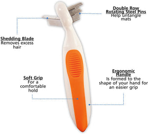 Wahl 2-in-1 Combination Double Row Pet Rake with hair shedding Blade for dog or cat fur by The Brand Used By Professionals.  #858424