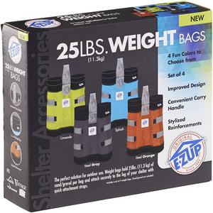 E-Z UP WB3SGBK4 Weight Bag (Set of 4), 25 lb, Steel Grey with Black Accents