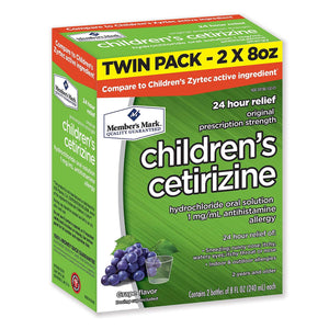 Member's Mark Children's Cetirizine 1 mg, Oral Solution, 8 FL OZ (Compare to Zyrtec) grape