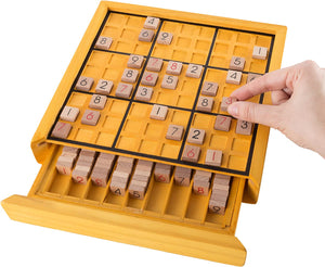 Hey! Play! 80-EC03 Wood Sudoku Complete Set Tiles, Wooden Board and Puzzle Book-Number Thinking Game for Adults and Kids