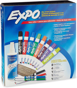 Product of Expo - Low Odor Dry Erase Marker, Eraser and Cleaner Set, Assorted Colors (Chisel and Fine Tip, 12 ct.) - Erasable Markers [Bulk Savings]