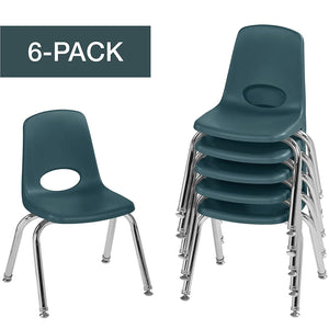 ECR4Kids 10" to 16" School Stack Chair with Steel Chrome Legs (6-Pack)