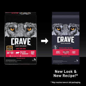 CRAVE Grain Free High Protein Adult Dry Dog Food, Beef & Chicken