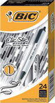 BIC CSM241BLK Clic Stic Pen, Medium Point, 24/CT, Black Ink/White Barrel