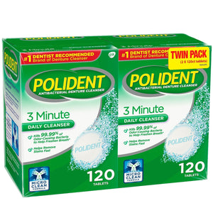 Polident 3-Minute Triple-Mint Antibacterial Denture Cleanser, Effervescent Tablets 240 ct. A1